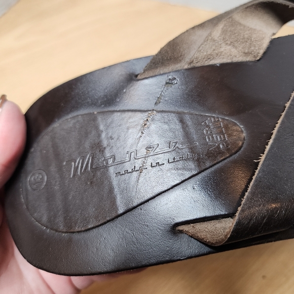 Morza Italian Brown Leather Stappy Slide On Flat Sandals Mens Size 13 main image 13